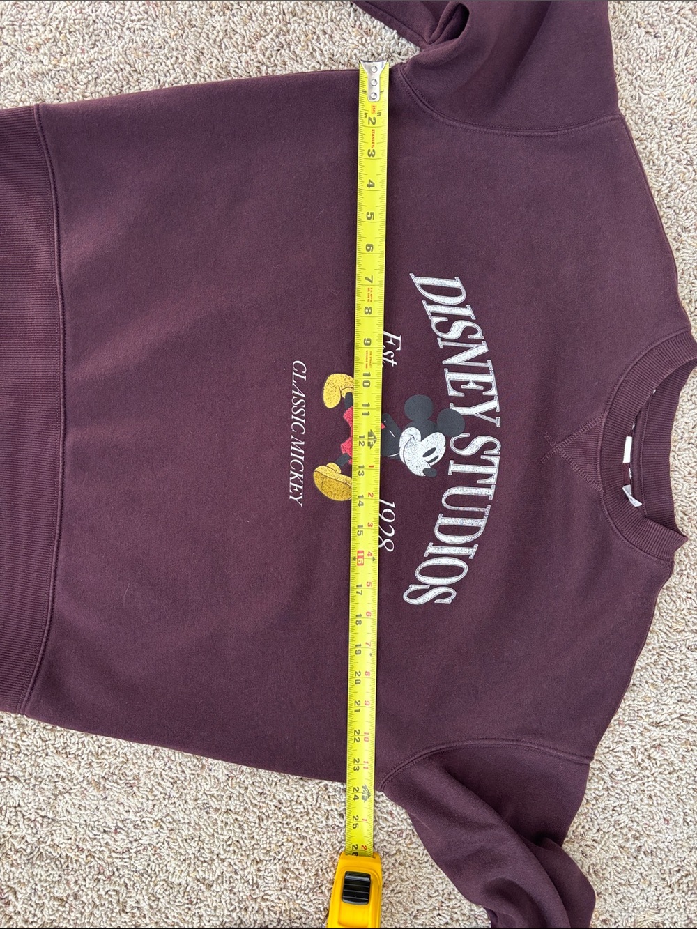 Disney Deep Burgundy Crop Mickey Graphic Sweatshirt - Picture 4 of 5